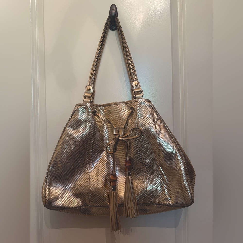 Gucci Gold Python Handbag